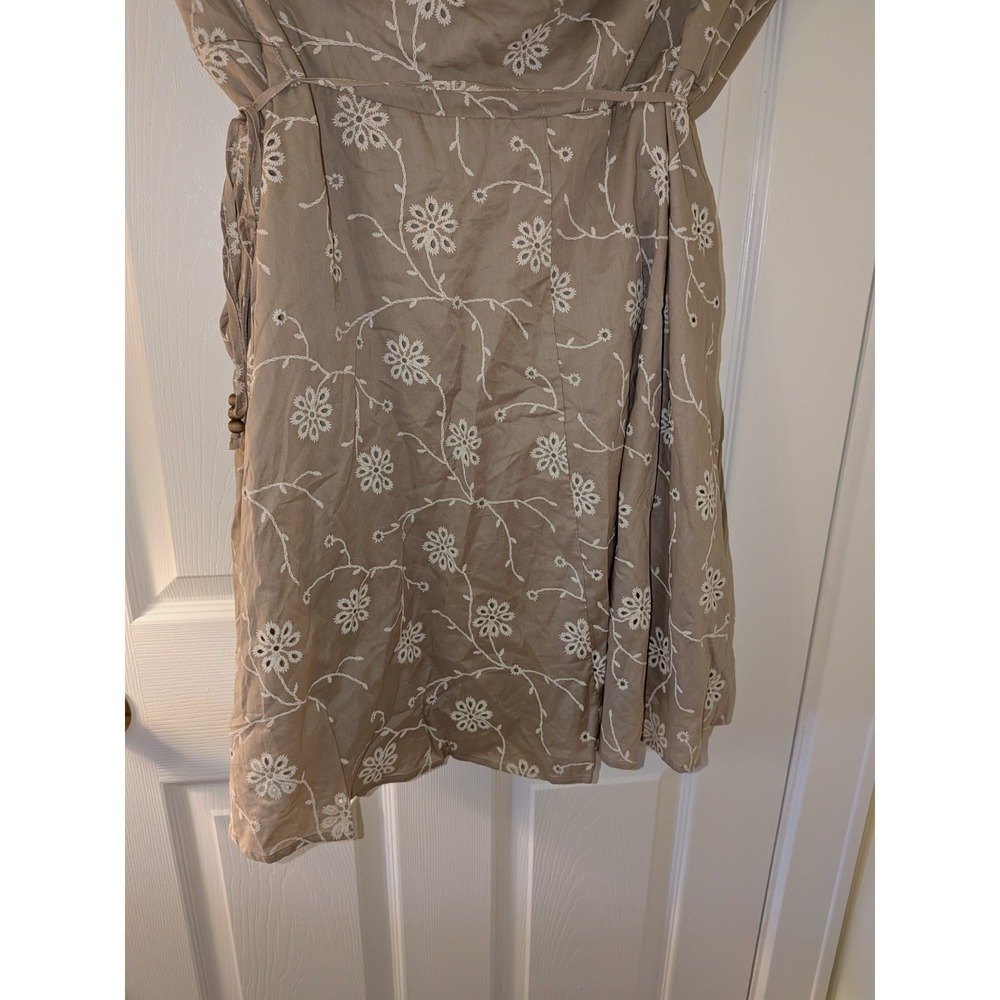 Joie Womens Tan Floral Embroidered Halter Wrap Dress Size 14 New With Tags - Picture 9 of 12